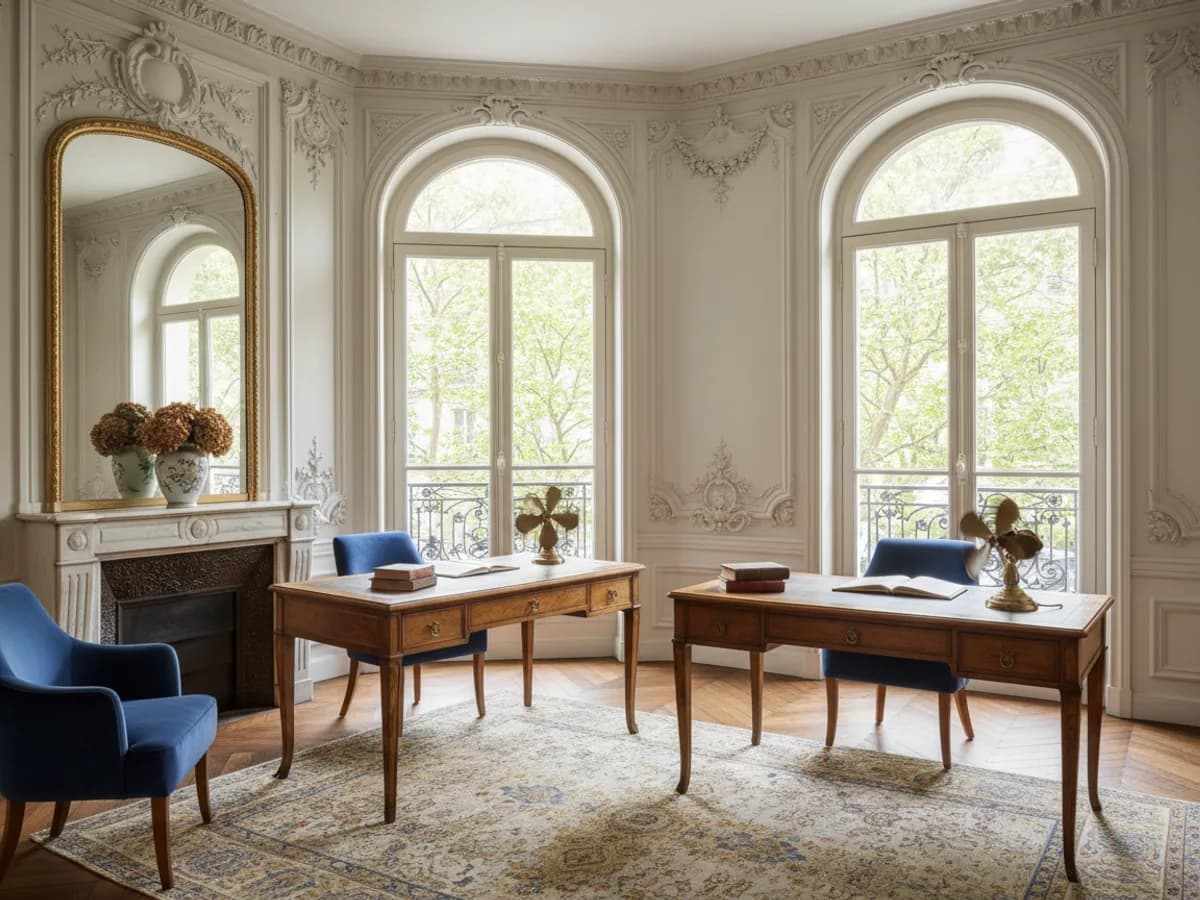 Plateau de bureaux haussmannien près de l'Opéra avant climatisation, en plein été