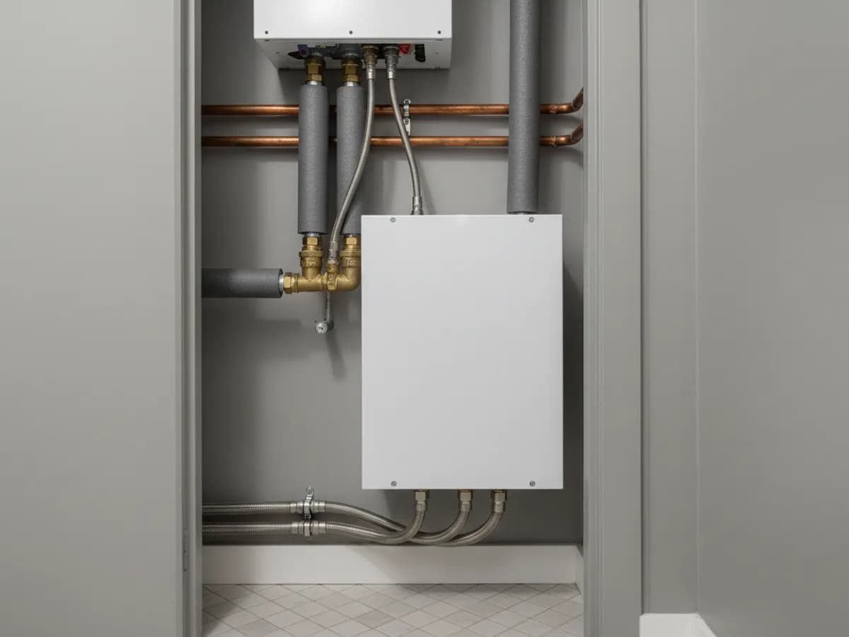 Groupe de climatisation à condensation par eau installé dans un placard technique parisien