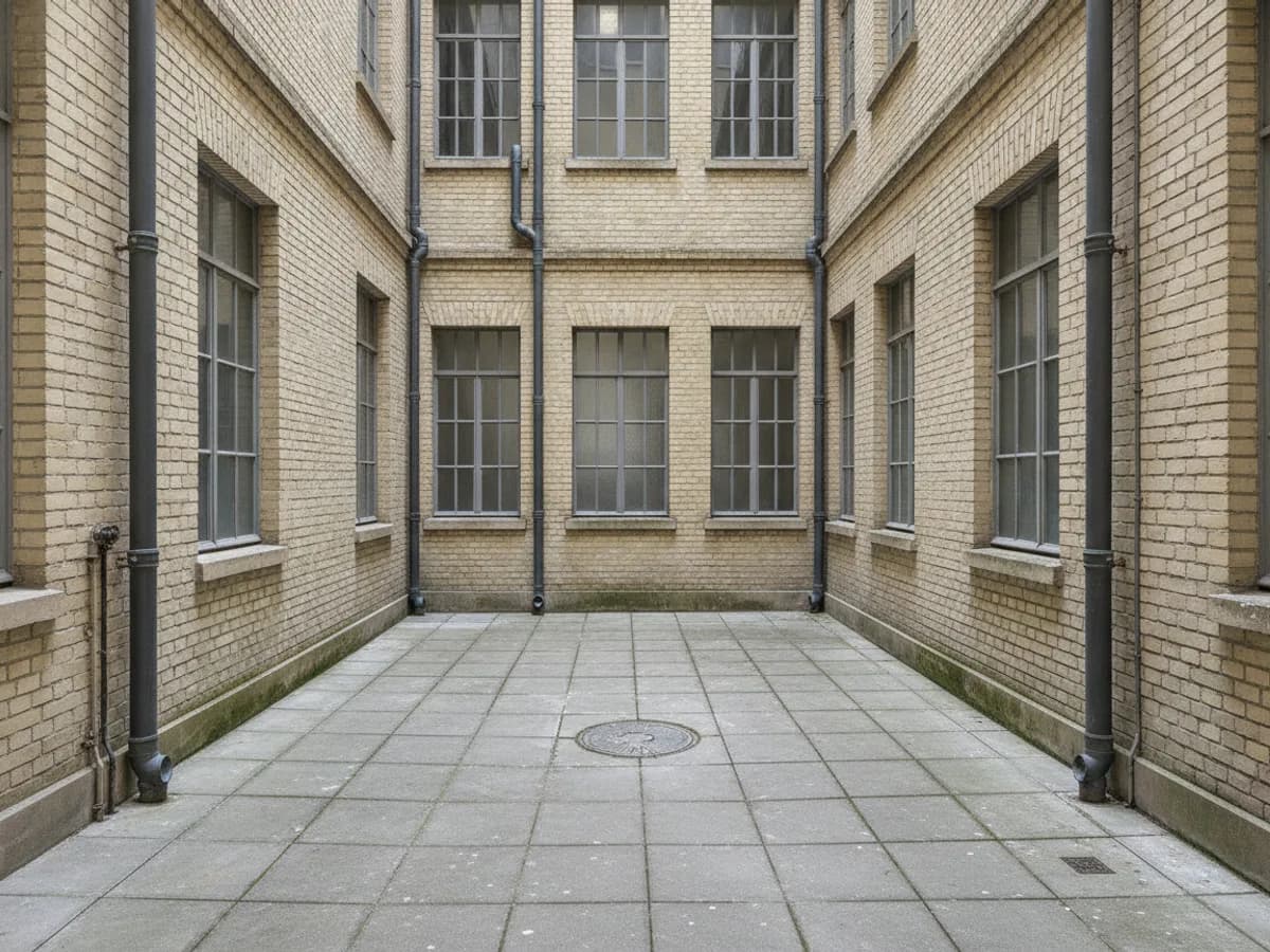 Courette technique d'un immeuble Art déco du 16e arrondissement avant pose du groupe extérieur
